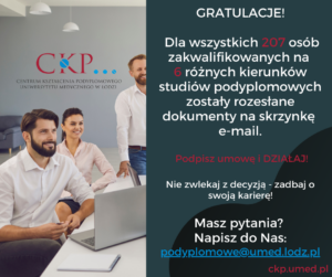 207 osób zakwalifikowanych na 6 różnych kierunków studiów podyplomowych